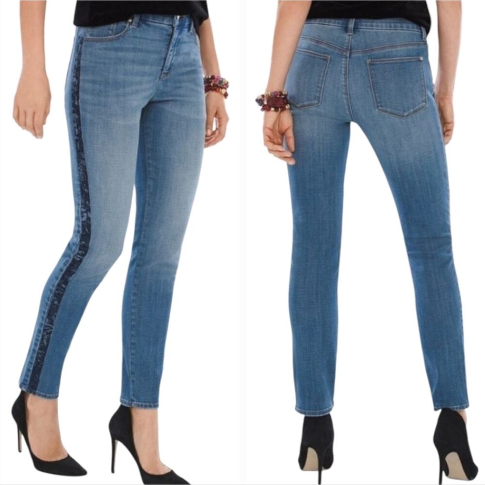 Chico’s So Slimming Velvet Side-Seam Girlfriend Ankle Jeans 4 Plus Size 20 NWT‎